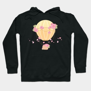 Pink Rose Floral Valentine Hot Air Balloon Hoodie